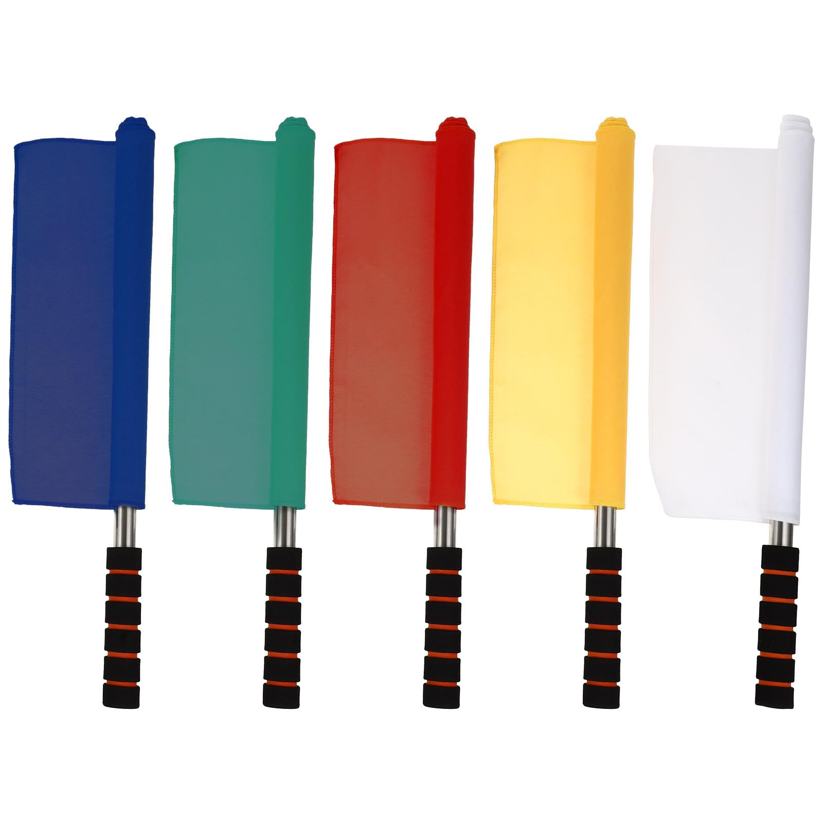 DECOMELODY Banderas de Árbitro Deportivas 5 Piezas Poliéster Colores Surtidos para Señalización Manual Uso en Atletismo y Tráfico Mango Cómodo Espuma