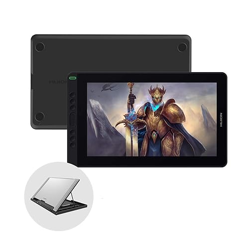 HUION Graphic Drawing Tablet Kamvas 13 Pen Display Tilt Function Battery-Free Stylus 8192 Pen Pressure 13.3inch with Adjustable Stand, for Remote Working, Online Education - 13.3 inch - kamvas 13 Black with Stand