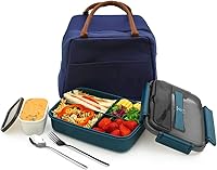 Vista 1 de MINCOCO Bento - Lonchera a prueba de derrames, ecológica, contenedor de almacenamiento de alimentos con una gran bolsa de almuerzo, tarro de salsa