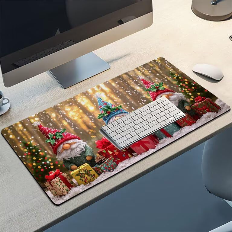 Tappetino Mouse Gaming XXL 1600 x 800 mm Tappetino Antiscivolo Sottomano Da Scrivania Per Mouse e Tastiera, Con Base In Gomma Antiscivolo, Lavabile, Mouse Pad Il nano di Natale, Regalo per Uomo L-873