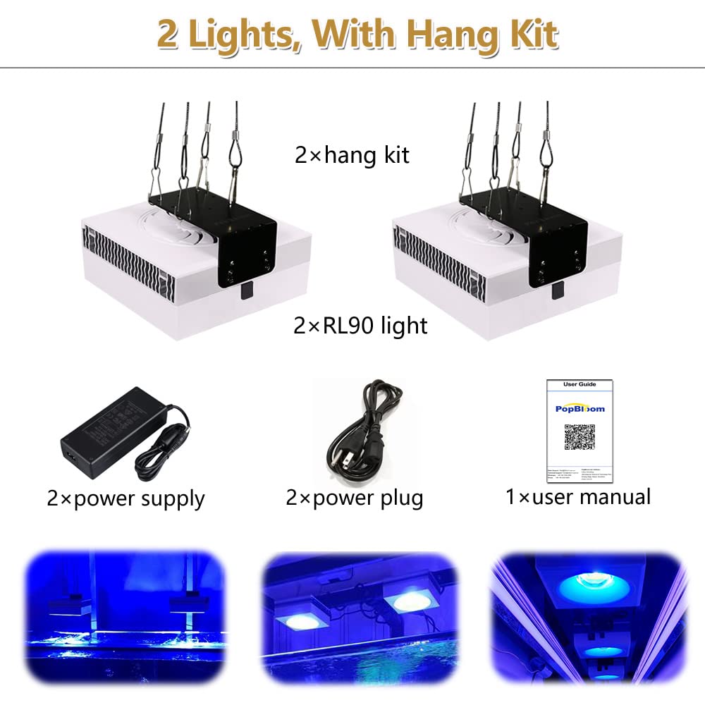 Amazon.com : PopBloom RL90 Reef 2PCS Marine Led Aquarium Light