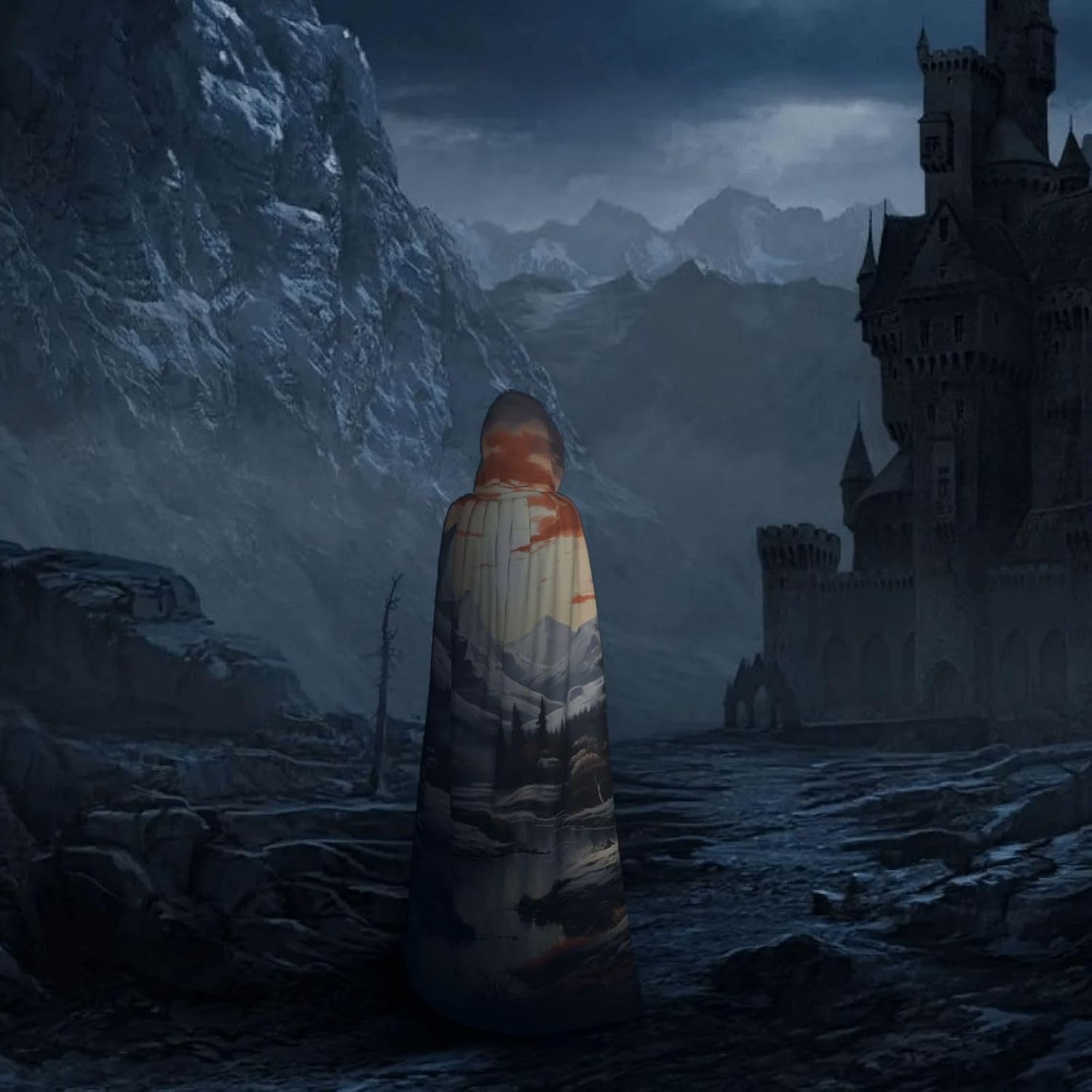 Paint Landscape Hooded Cloak Full Length Hooded Robe Witch Cape Halloween Cosplay Costumes for Women Men