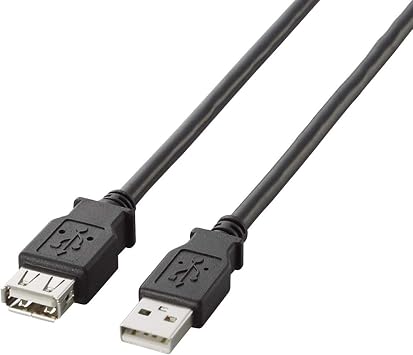 Elecom U2C-E10BK USB Extension Cable, USB 2.0 A-A Female Type, 3.3 ft 1 m, Black
