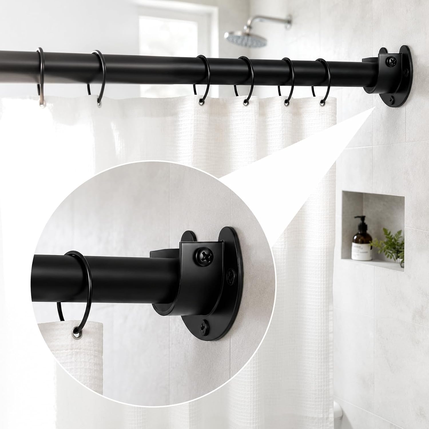 20 Pack Stainless Steel Closet Pole Sockets 1-1/4 Inch Metal Closet Rod Holder Heavy Duty U Shaped Closets Rod Bracket Curtain Rods Holders Closets Rods Support End Caps with Screws (Black)