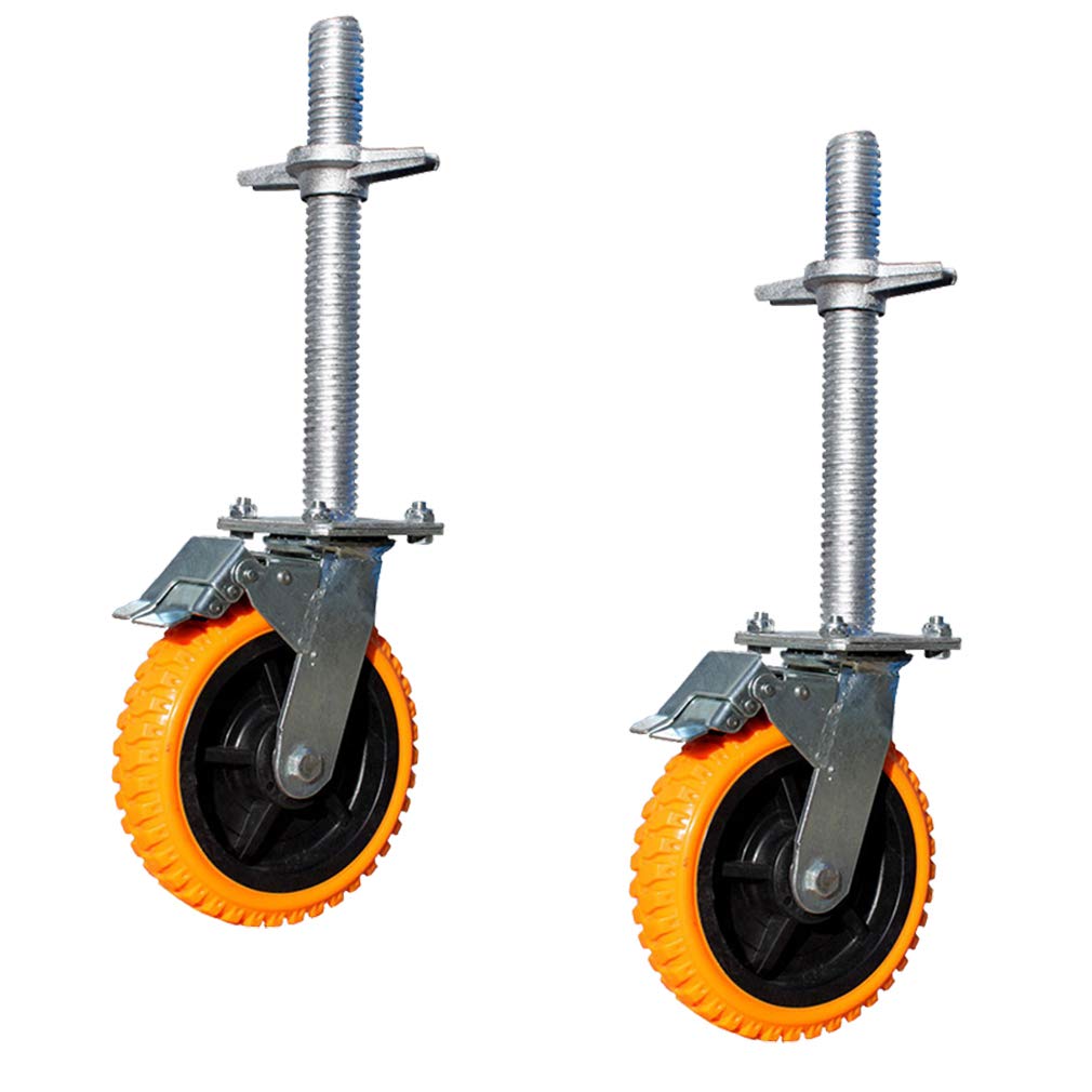Caster Polyurethane Swivel Caster with Brakes 6-Inch Mobile Scaffolding Caster,8-Inch Heavy-Duty Casters Load 800kg Replacement Wheels 2 Pieces
