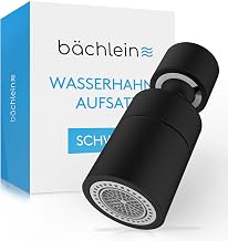 Bächlein Tap Attachment in Matt Black with Two Jet Types - Rotating Tap Aerator for Kitchen Taps