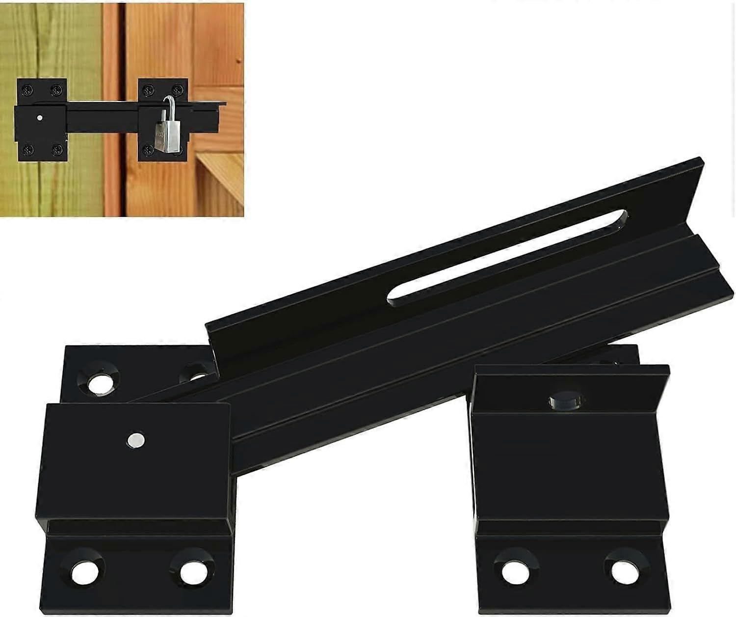Joyhappst Image Color Flip Gate Latch Lock With Padlock Hole, Aluminum Alloy Adjustable Door Latch Barn Door Loc