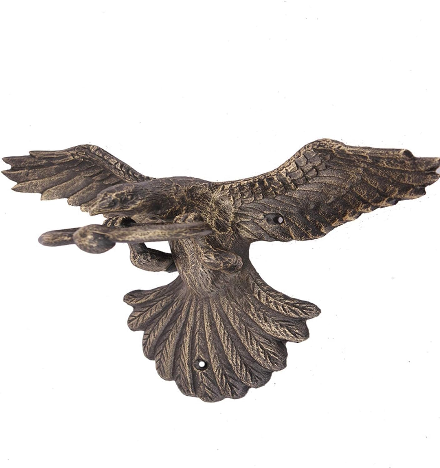 Large Bronze Eagle Door Knocker - Ferocious Bird Design for Front Gates Old Wood Door Pull Ring Cast Iron Wall Knob Elegant Welcome Accessory