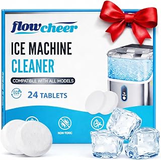 flowcheer Ice Maker Cleaner Tablets, Cleaning and Descaler for Countertop and Home Ice Machines, 24 Count for 1 Year, Suitable for Most Surfaces