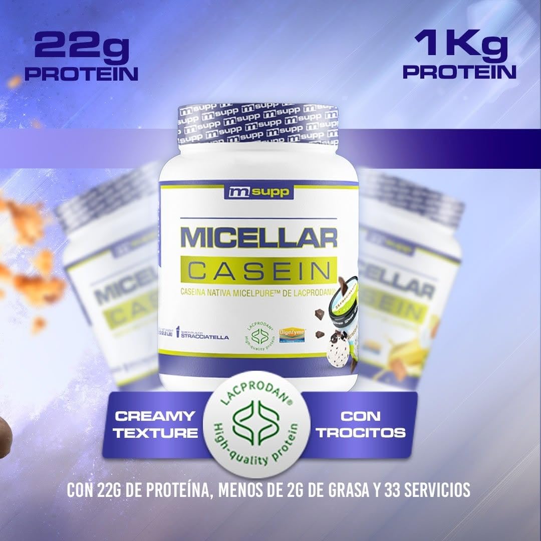 Masmusculo - Caséine Micellaire 1 kg - Protéine de Caséine - Masse Musculaire - Libération Prolongée d’Acides Aminés - Récupération Post-Entraînement - Goût Custard