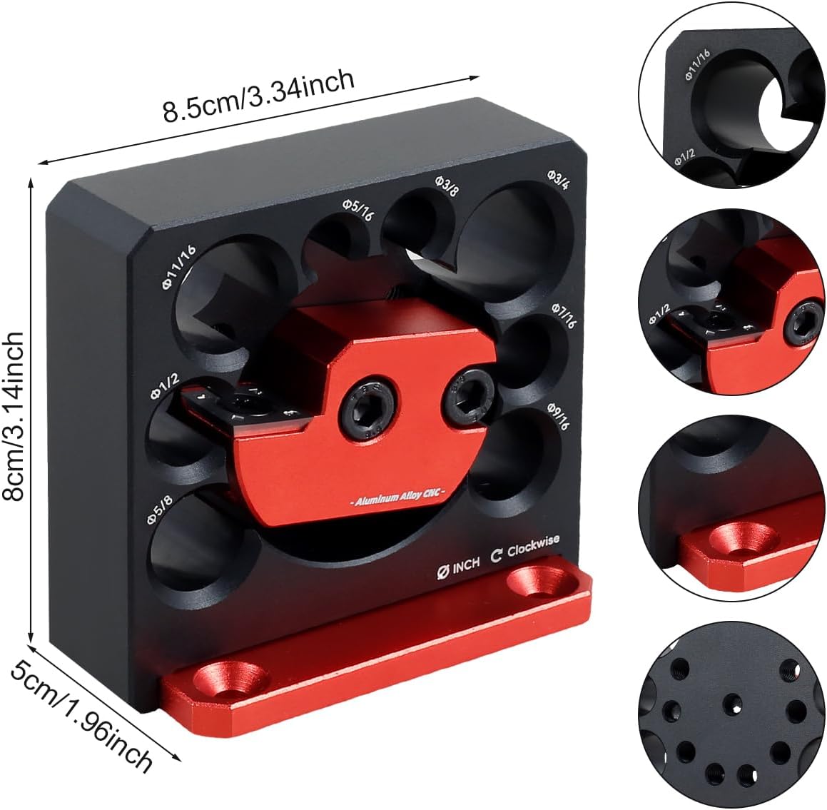 Dowel Maker Jig Kit 5/16-3/4inch 8 Holes Adjustable Dowel Maker Cutter Aluminum Alloy Electric Drill Milling Dowels Round Rod Sticks Makers Jig Auxiliary Tool for Round Rod Sticks Woodworking(B)