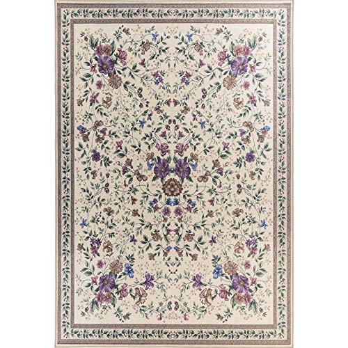 TALETA Aegean Teppich Orientalisch Aubusson mit Blumenmuster Border Wohnzimmer Beige 120x170cm – Bild 3