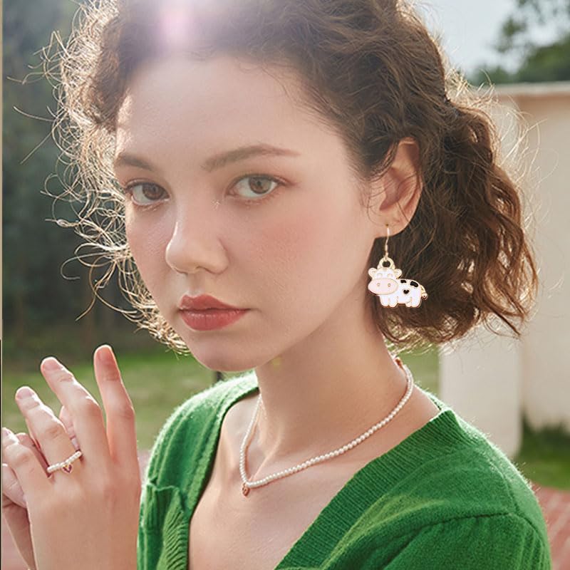 ONLYJUMP 4 Pairs Cow Farm Pet Earrings for Women Cute Golden Cow Animal Drop Earrings Farm Animals Earrings Country Fashion Birthday Friendship Party Accessories Jewelry Gift - Image 9