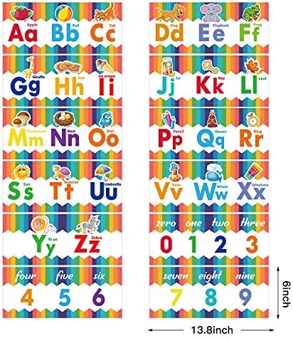 12 Pieces Educational Preschool Posters Alphabet Number Classroom Wall Poster Decorations Numbers 0-9 Posters for Nursery Preschool Home School Kindergarten Classroom
