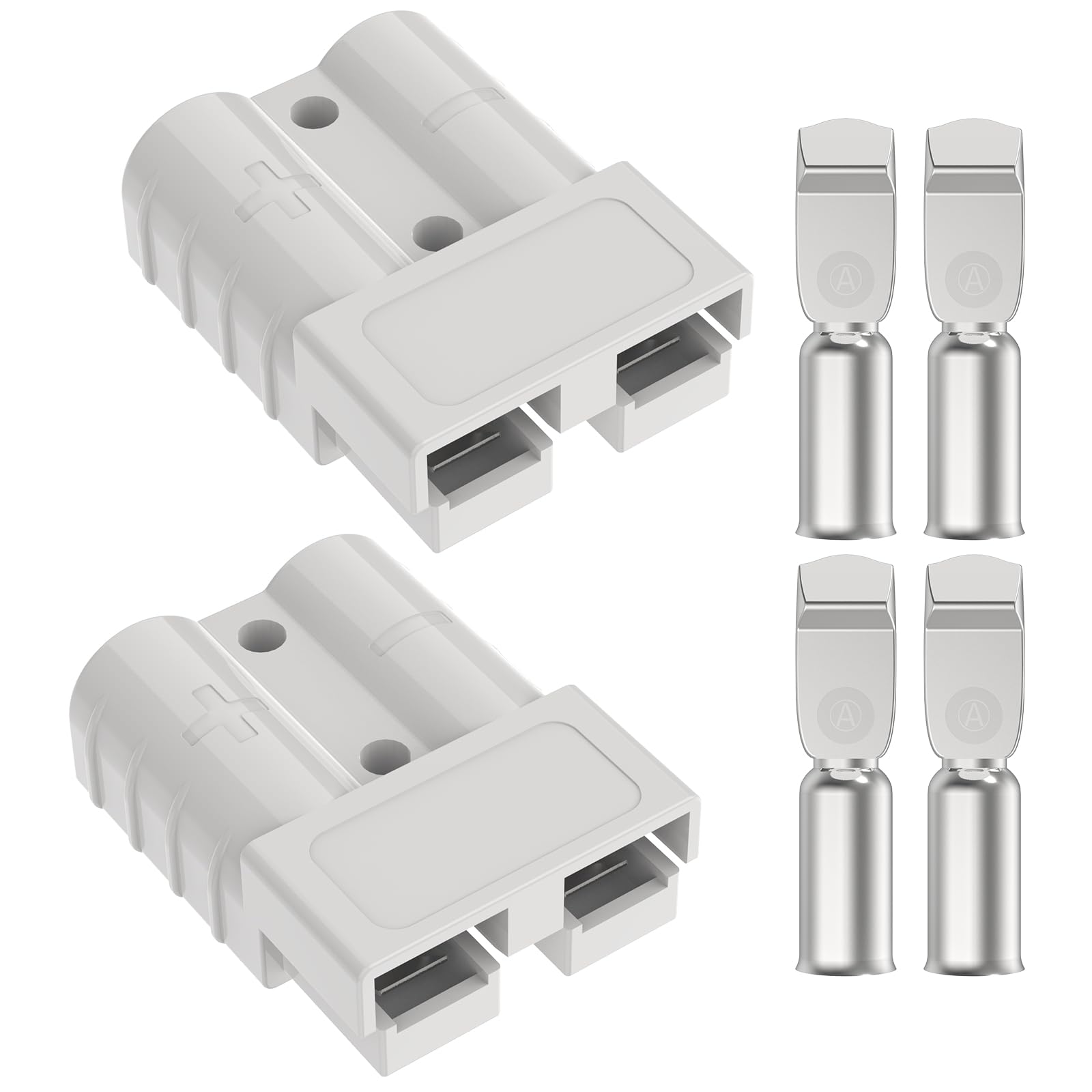 Photo 1 of cnaodun Anderson Connector 50A-600V with 6-12 Gauge, Gray 2PCS Battery Quick Connect/Disconnect Battery Quick Connector Wire Harness Plug Kit for Winch, Trailer, Towing Systems