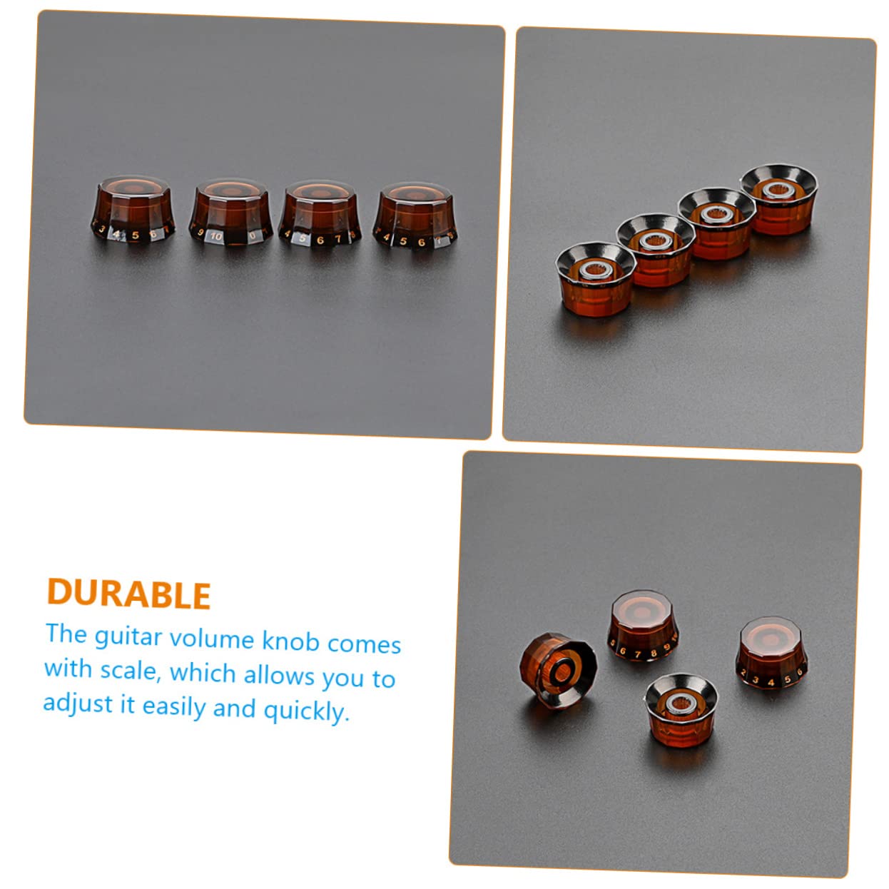 Abaodam 16 Pcs Guitar Button Instrument Guitar Cables Acoustic Guitar Bass Guitar Mount Socket Guitar Rack Guitar Tuner Potentiometer Guitars Volume Amplifier Knob Light Brown Plastic