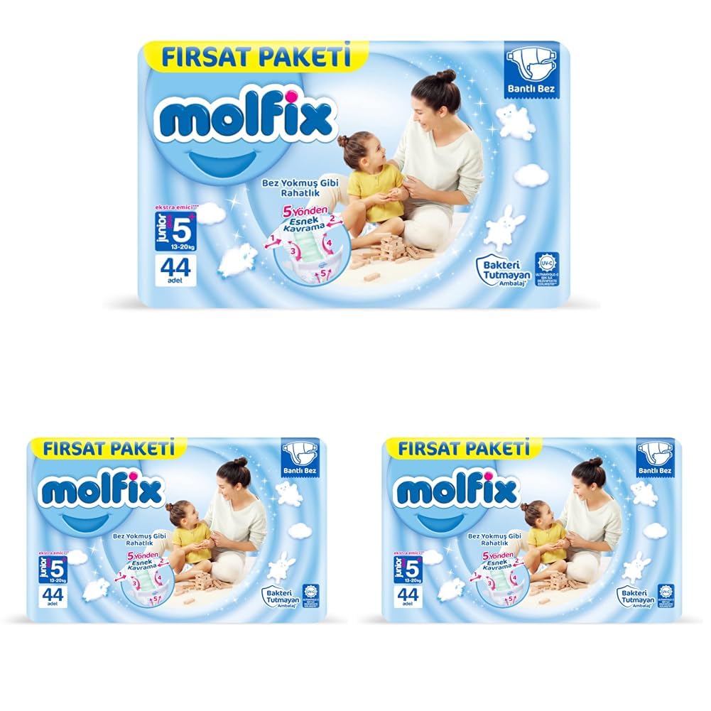Molfix Bebek Bezi 3D Juniorplus 5+ Beden Fırsat Paketi 44 Adet (3 paketi)