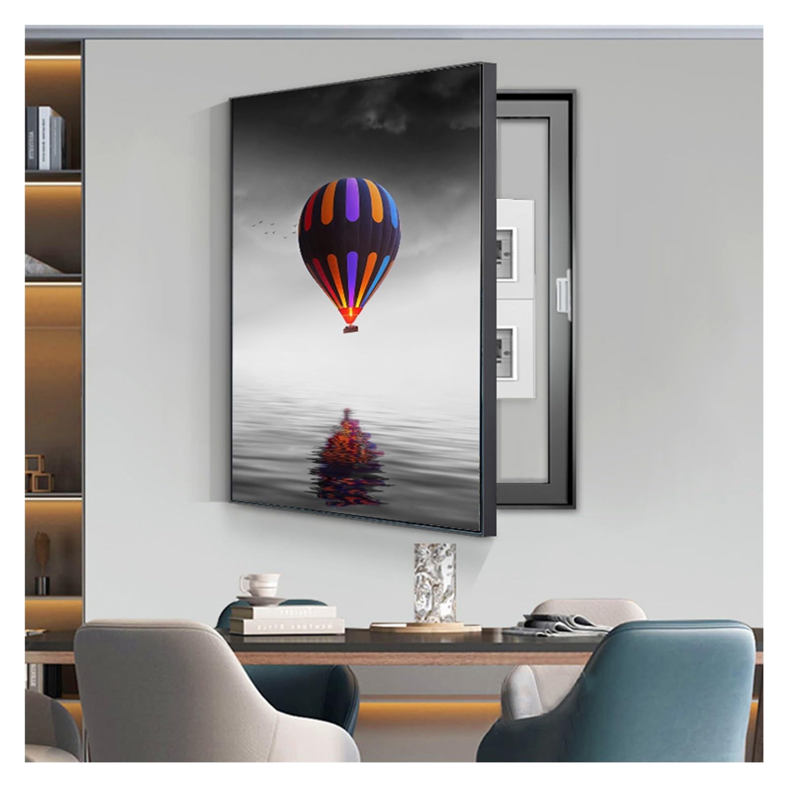 Wall Mounted Wall Decorative Cabinet, Circuit Breaker Panels Cover, Electrical Doors Cover for Hide Meter Box, Fuse Box Cover Wall Mounted Hide Meter Electric Meter Box Decorative(B,50x60cm/20x24in)