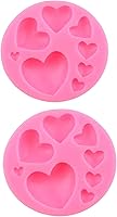 Vista 1 de 2 moldes de silicona rosa, diferentes tamaños, molde de chocolate con forma de corazón, moldes para decoración de galletas, pasteles, pasteles