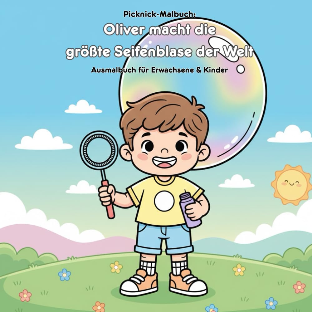 Oliver macht die größte Seifenblase der Welt: Malbuch & Geschichte: Für Erwachsene & Kinder mit 36 Ausmalbildern (21.59 x 21.59 cm) – Entdecke Olivers Abenteuer & große Motive zum Ausmalen!