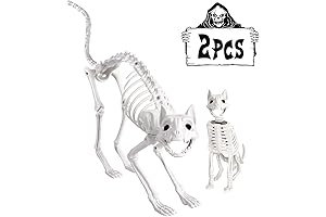 2Pcs Cat Halloween Skeleton Decorations, Spooky Yard Skeleton Decorations for Courtyard Garden Yard Home Party