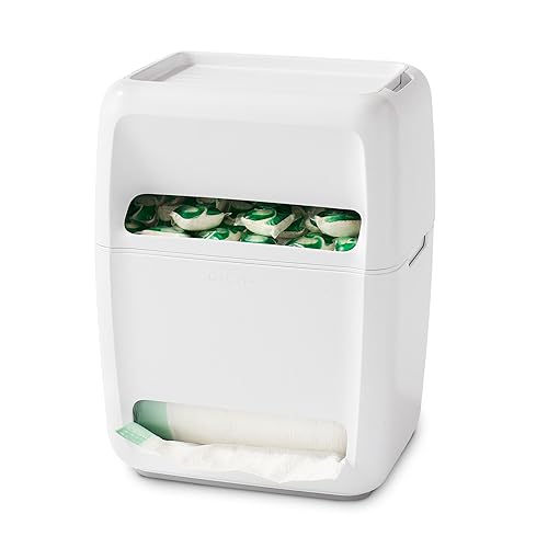 YouCopia SinkSuite Bag & Pod Dispenser, Standing Garbage Bag and Dishwasher Pod Organizer with Removable Lids for Storage, Speckled White - Bag & Pod Dispenser