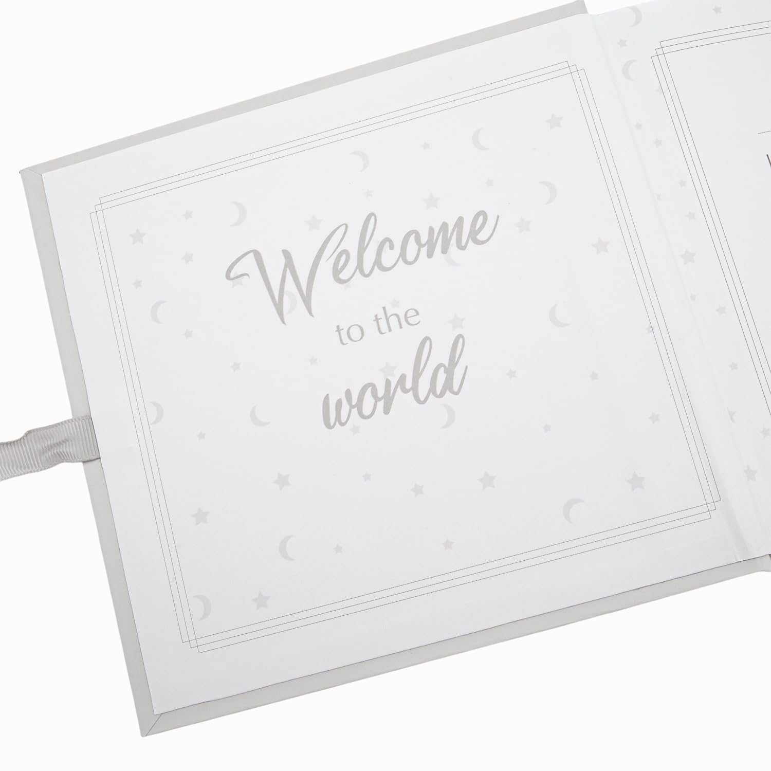 Happy Homewares Twinkle Twinkle Baby Shower Keepsake Photo Album with Silver Plated and Diamante Rattle Pram and Booties - Image 4