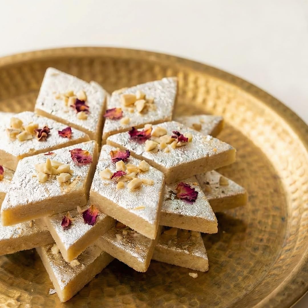 Sugar Free Kaju Katli Dessert - 250 gm | Freshly Made Indian Sweets, Sugarfree Mithai Sweets Gift Box, Sweetened with Stevia, No Refined Oil