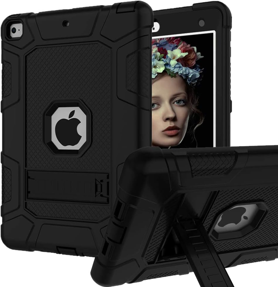 Piagle iPad mini 5 Case, iPad mini 5th Generation Case, Hybrid Three Layer Armor Shockproof Rugged Drop Protection Cover Case Built With Kickstand for iPad Mini 5 7.9" 2019 (Black)