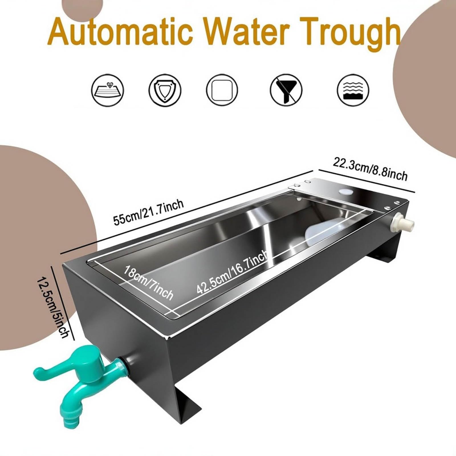 Bebedero de Ganado de Acero Inoxidable,Bebedero AutomáTico para Ganado,Bebedero AutomáTico con VáLvula De Flotador,Adecuado para AlimentacióN y Agua Potable para Aves y Ganado