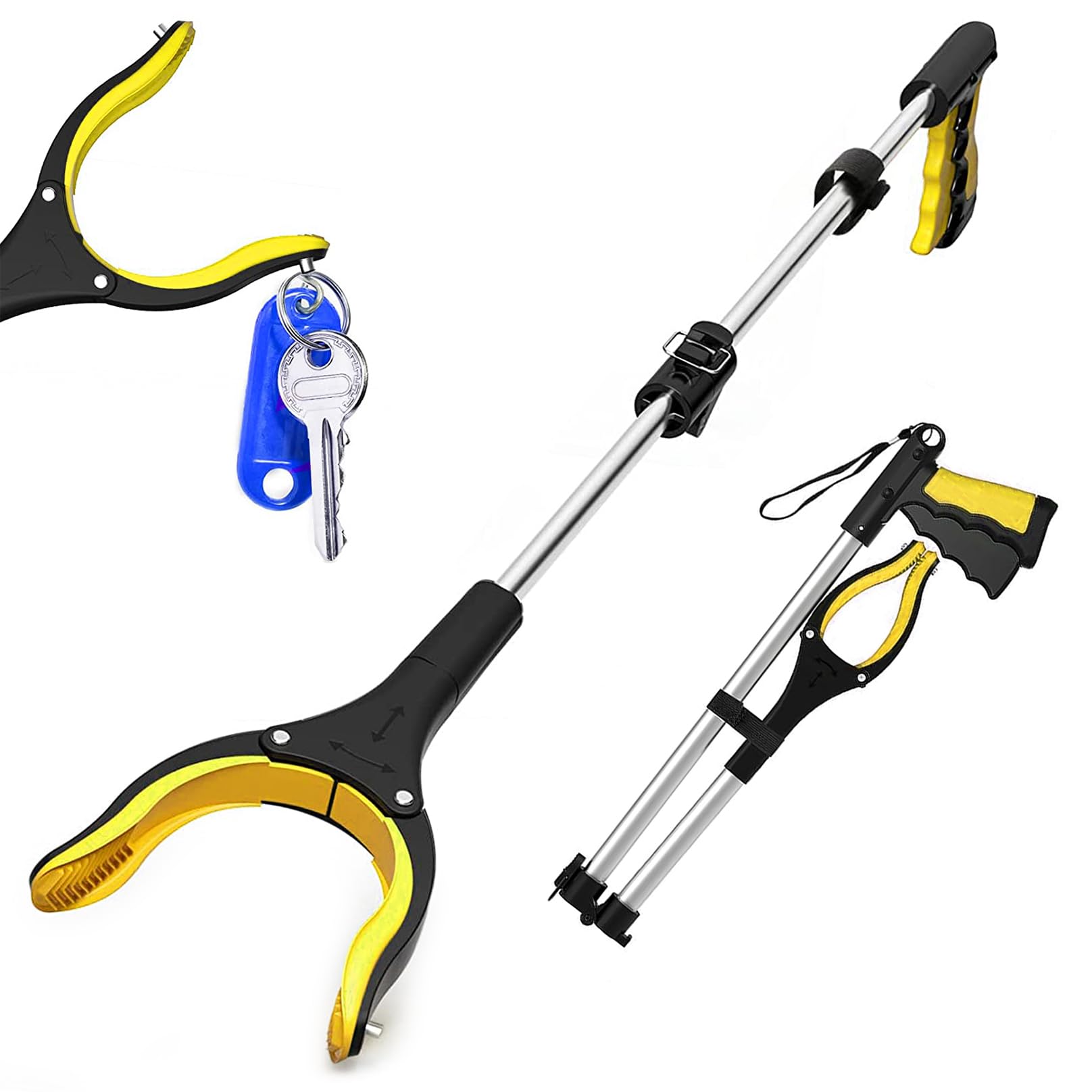 KY-Tech 26'' Litter Pickers for Chirdren, Portable Litter Picker Grabber Stick for Elderly, Helping Hand Grabber for Disabled Aid Picker Upper Grabber (Upgrade 26" Yellow) — image 1