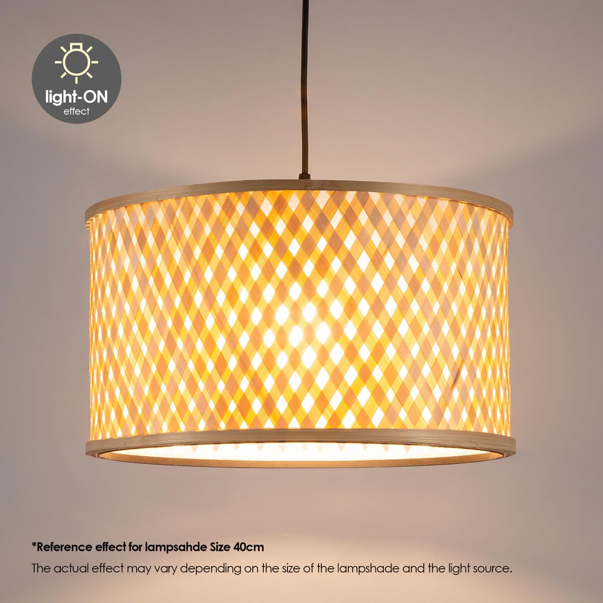 Home Sweet Home Abat-jour en bambou Boho | Beige | ø40 x 22 cm, douilles E27 | Peut être utilisé avec une suspension et des lampadaires | Convient pour le salon ou la salle à manger
