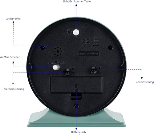 Miniatura 5 de Reloj despertador analógico retro antiguo de 4.5 pulgadas, pequeño reloj silencioso de mesita de noche con luz manual, funciona con pilas,