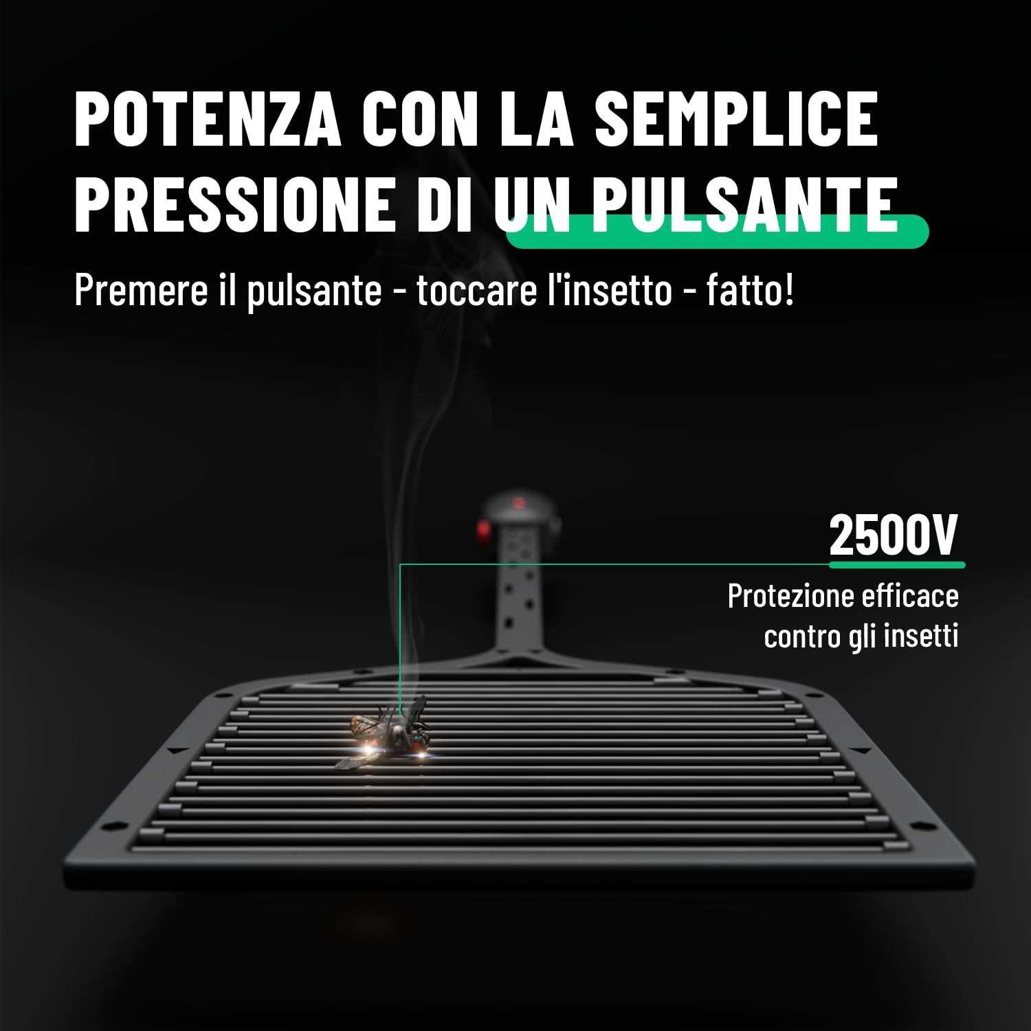 greate Racchetta Zanzare Elettrica con Batterie incluse - Plastico Racchetta Elettrica per Zanzare - 2500V