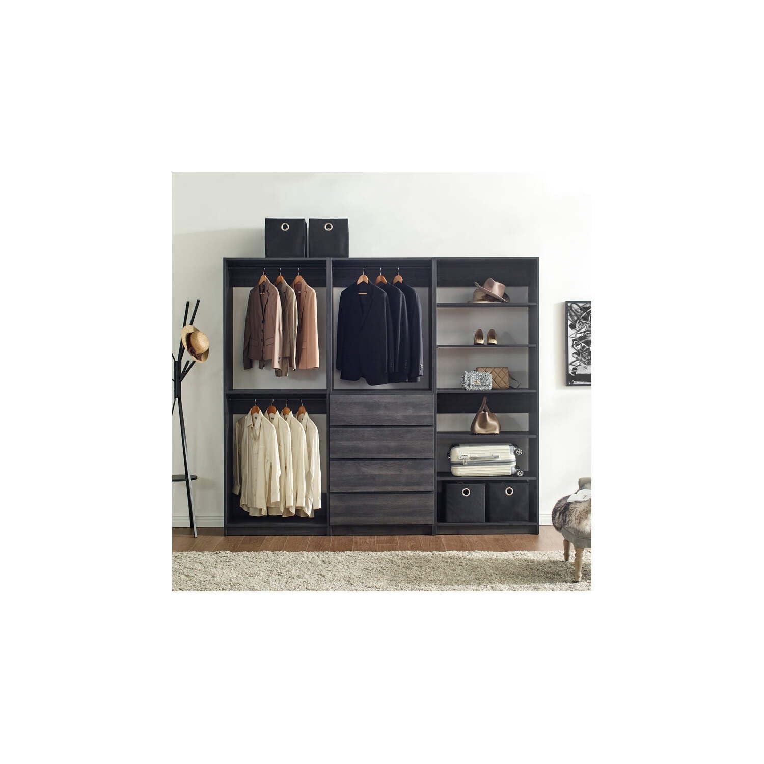 Prosper Gray Freestanding Walk in Wood Closet System