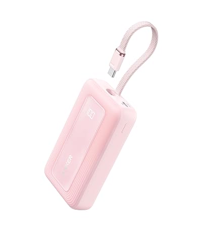 Anker Zolo Powerbank (2025 Upgrade), 20000mAh, 30W High-Speed-Ladegerät mit integriertem USB-C Kabel, Akku-Pack für iPhone 17/16/15-Serie, Galaxy und mehr - rosa