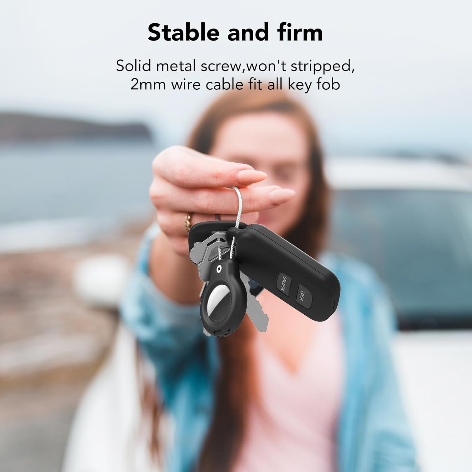 SPGUARD for AirTag Holder Case with Keychain, Air Tags-4 Pack for Apple Air Tag Holder with Wire Cable Lock Key Ring Chain Air Tagholder Accessories for GPS Item Tracker Kids,Keys,Luggage - Image 3