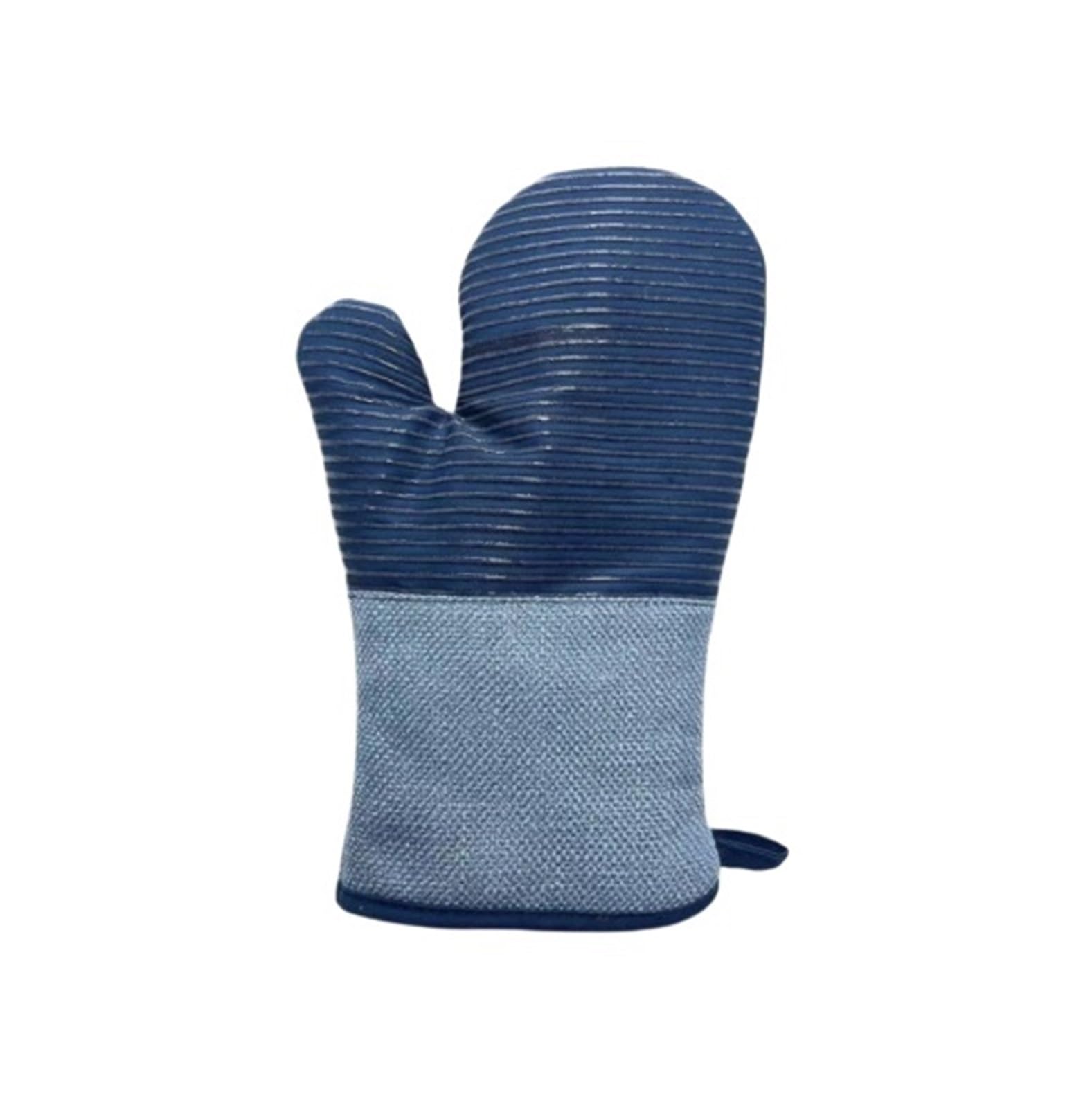 Rękawice do Pieczenia, 1 para silikonowych rękawic kuchennych w paski do pieczenia w pomieszczeniach i na zewnątrz, gotowania i grillowania Idealne do Gotowania(Blue)