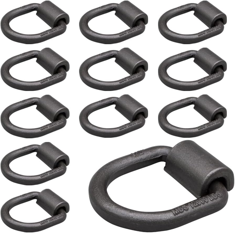 Mytee Products (12 Pack) 1/2" Heavy Duty Weld-On Forged D Ring 12,000 Lbs