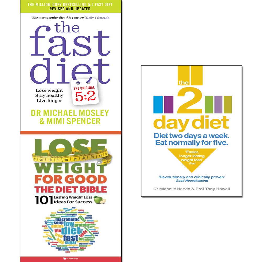 lose weight for good diet 3 books collection set (lose weight for good: the diet bible: 101 lasting weight loss ideas for success ,the fast diet: the secret of intermittent fasting - lose weight, stay healthy, live longer, the 2-day diet: diet two days a week. eat normally for five)