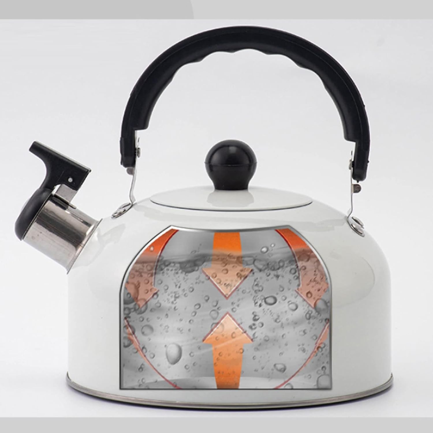 Stainless Steel Whistling Tea Kettle Stainless Steel Whistling Tea Kettle, Flat Bottom Kettle Stovetop Tea Kettle Wooden Handle Whistling Teapot For All Stovetops Gas Electric Kitchen Accessory 3L ( C