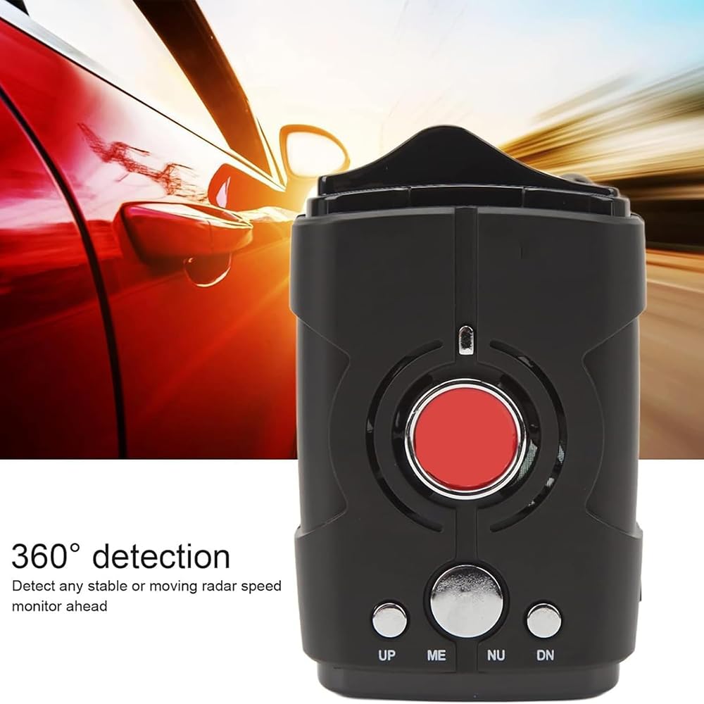 Rilevatore radar per auto con scansione a 360°, rilevatore anti-polizia GPS integrato, avvisi vocali in tempo reale, rilevamento della velocità, portata estesa per una guida sicura