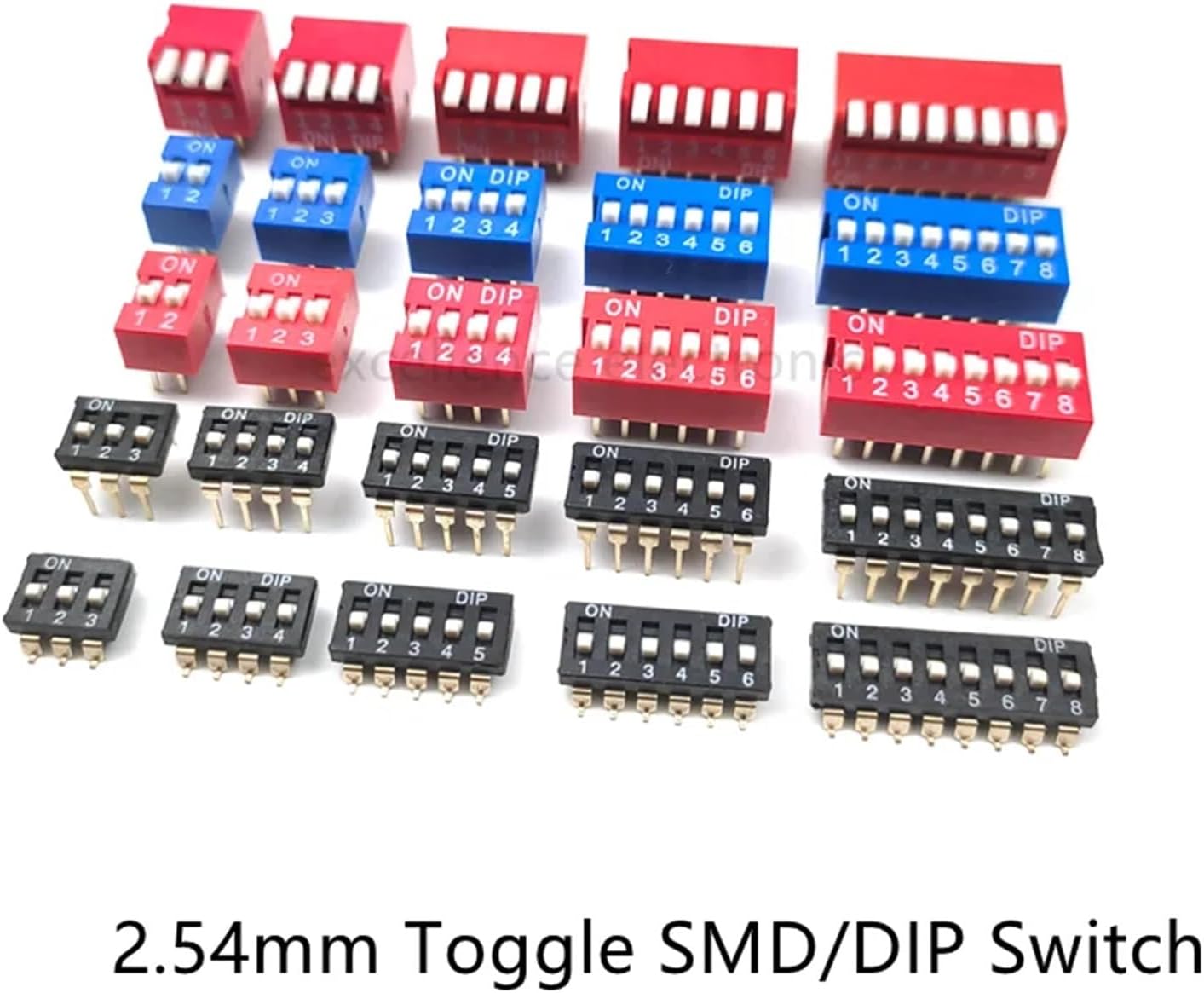 5PCS Slide Type Switch Module 1 2 3 4 5 6 7 8 10Bit 2.54mm Position Way DIP/SMD Pitch Toggle Switch Red/Blue Snap Switch Dial(Beige,6 PIN)