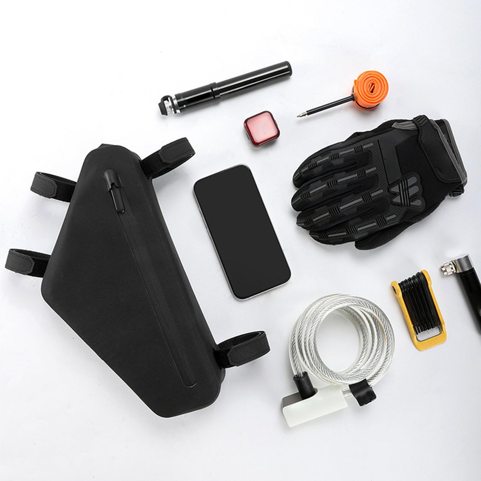 Borsa per bicicletta, grande capacità, impermeabile, triangolare, per bicicletta, per portafoglio, guanti, telefoni, strumenti di riparazione, , e chiavi
