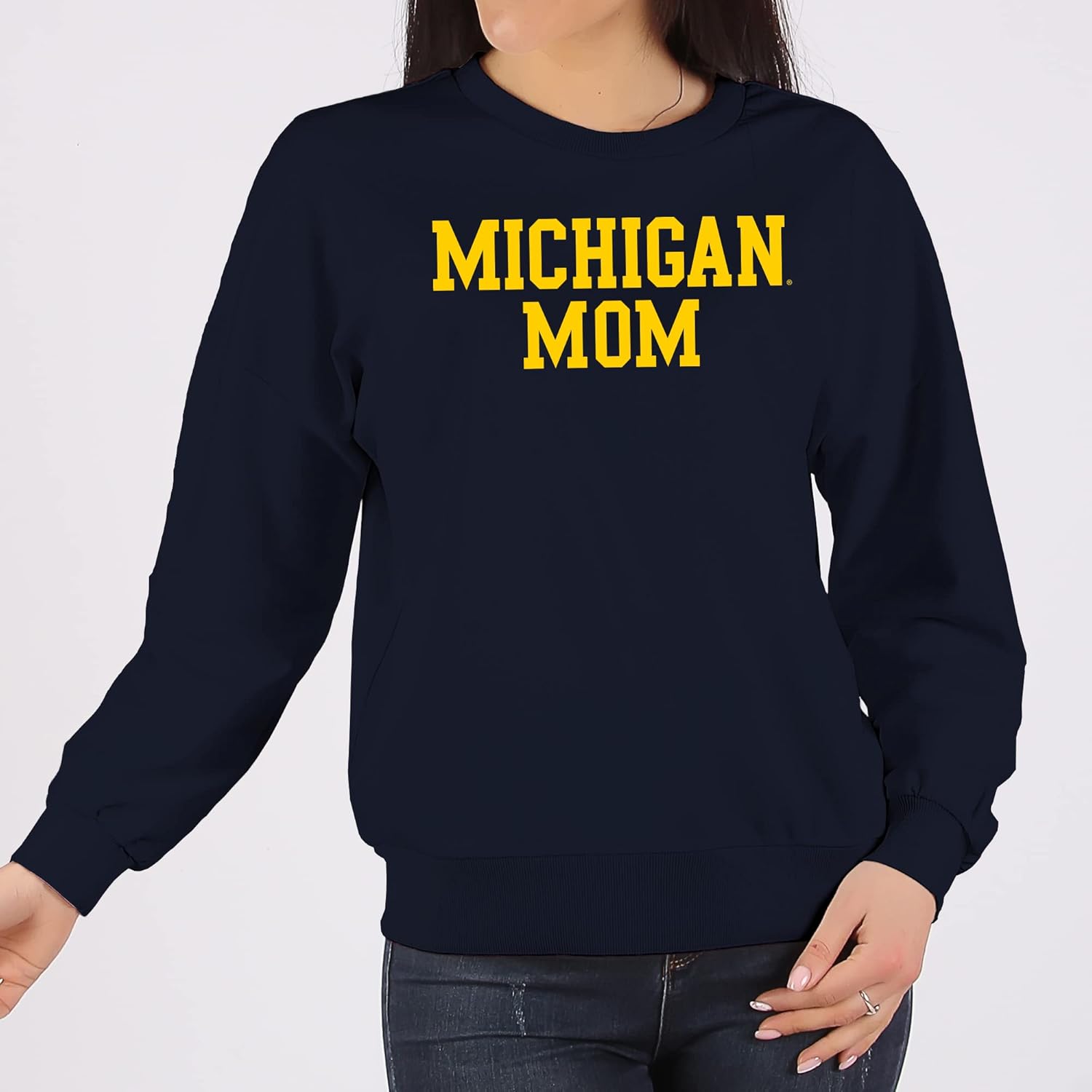 UGP Campus Apparel NCAA Basic Block Mom, Team Color Crewneck, College, University