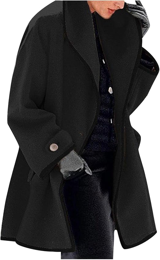 Cenlang Women&#39;s Windproof Trench Coats, Basic Breasted Lapel Slim Long Sleeve Fall Winter Warm Mid-Long Jacket Pea Coat Overwear