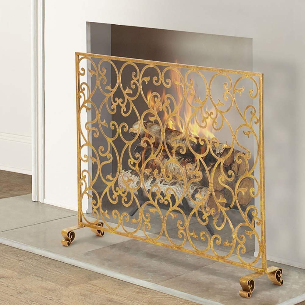 Protezione per Camino, Pannello Singolo 38×31 Pollici, Protezione per Camino in Ferro battuto, Rete Decorativa, Protezione per cancello Indipendente,