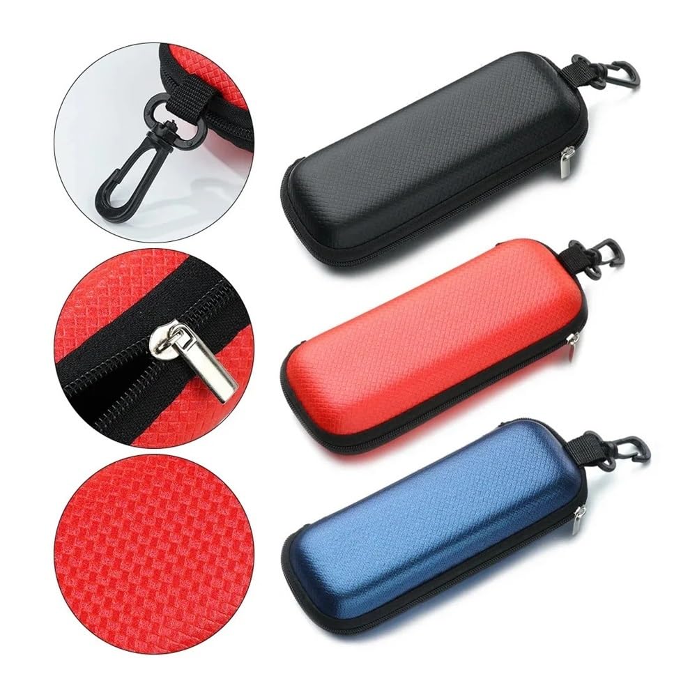 Viewring - Funda rígida portátil para gafas para mujeres y hombres, caja roja con cordón protector de cremallera