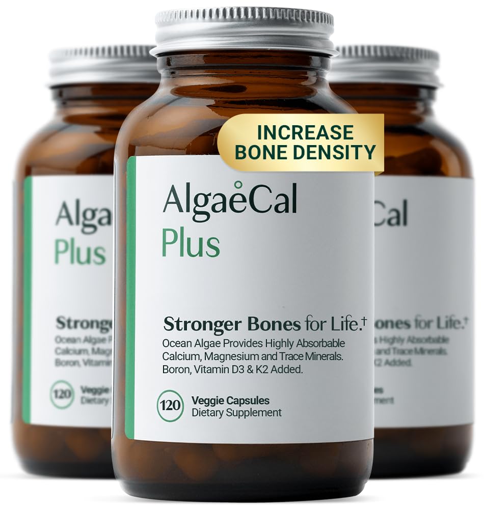 AlgaeCal Plus Calcium, Magnesium, Boron, Vitamin K2 + D3 Bone Strength 120粒 3個セット