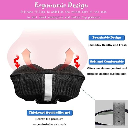 Miniatura 3 de Liyamobu Funda de cojín para asiento de bicicleta de gel para niños y niñas, 9 x 6 pulgadas, transpirable y extra suave, espuma viscoelástica para